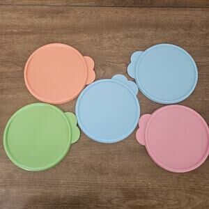 Tupperware Cereal Bowl Lids Only 2541D Set Of 5 Colored Teal Pink Green Peach